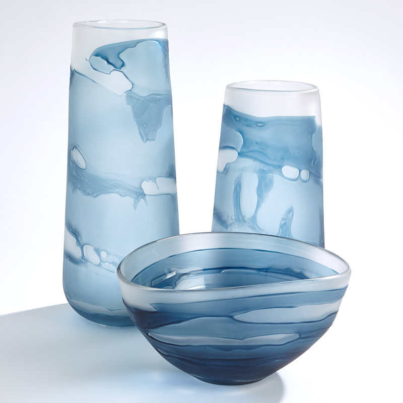 Handmade Glass Table Vase, 13.25" H x 7.25" W x 7.25" D