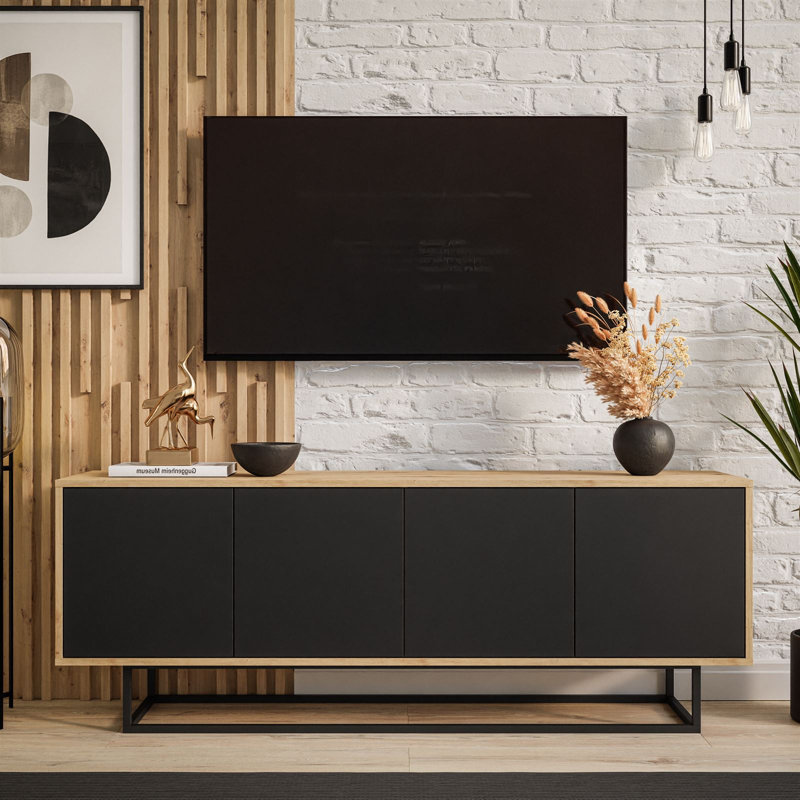 Heimir Unfinished TV Stand for TVs up to 65", Artisan Oak/Black