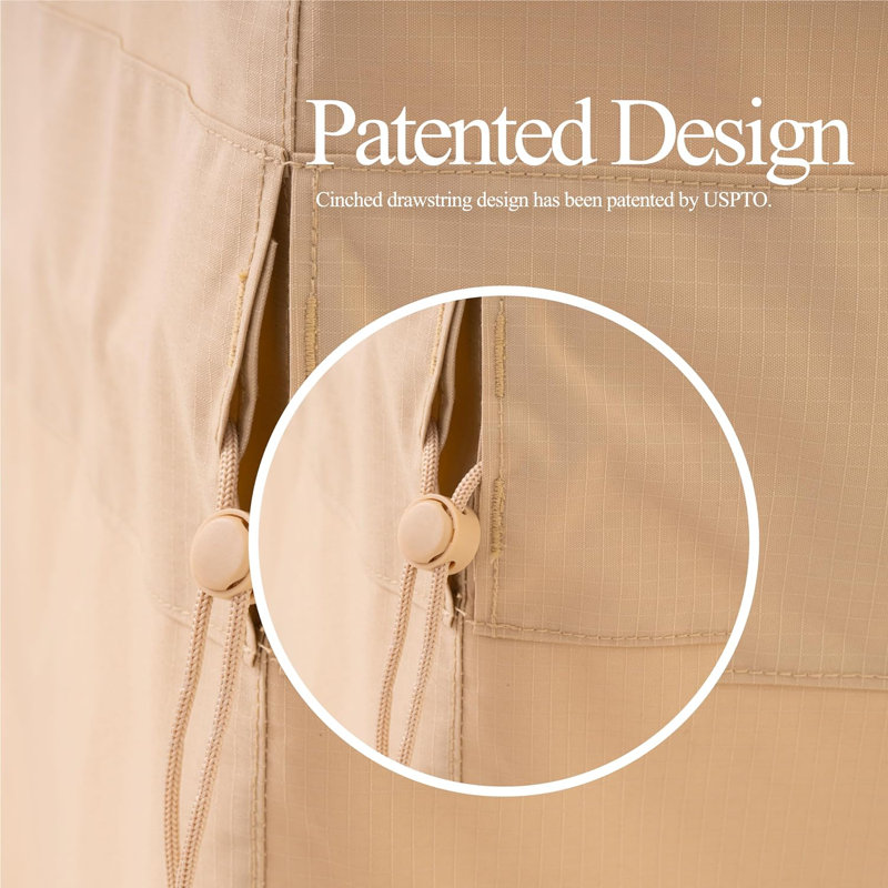 Beige Waterproof Rip-Stop Outdoor Patio Chair Cover, 45" H x 28" W x 36" D