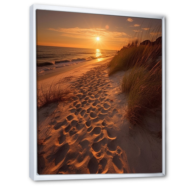 «Alabama Golden Hour At Gulf Shores VII», reproduction sur toile, H 44 po x l 34 po x P 1,5 po, Cadre flottant blanc