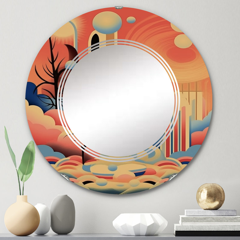 Palk - Miroir mural rond moderne, 24 po x 24 po