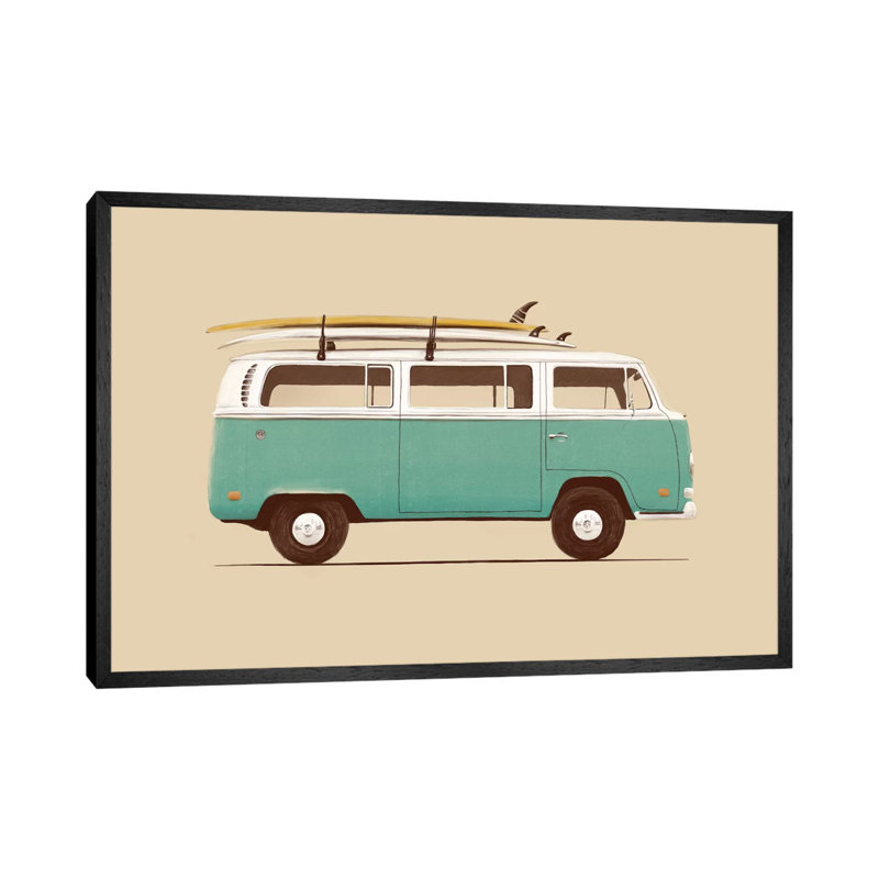 Blue Van - Print on Canvas, 66.04 cm H x 45.72 cm W, Black Floater Frame