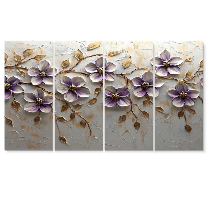 Ensemble d'illustrations murales lilas - lilas, H 28 po x l 48 po