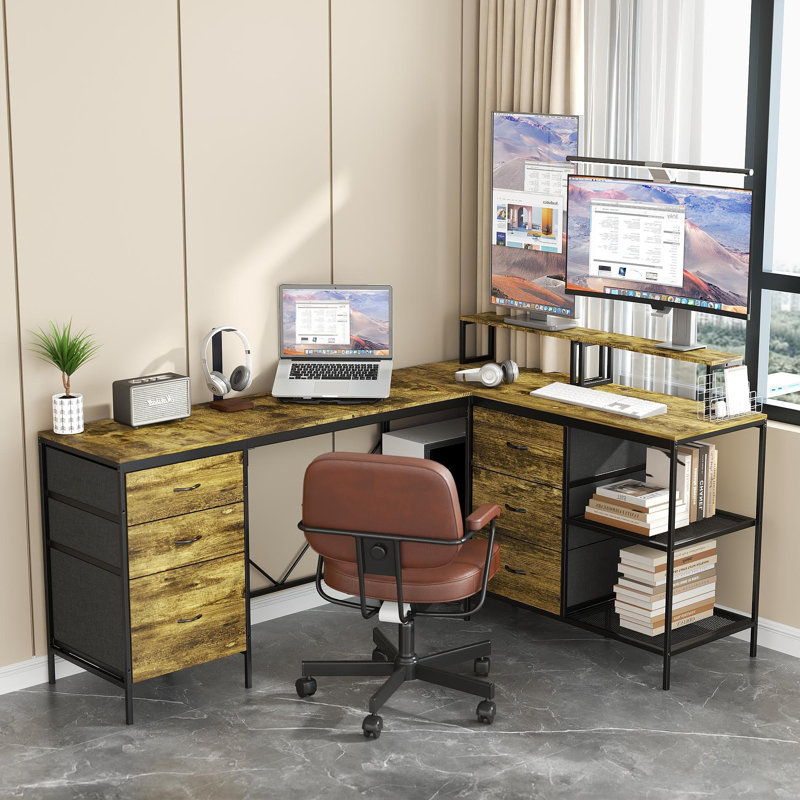 L-Shaped MDF Steel Computer Desk