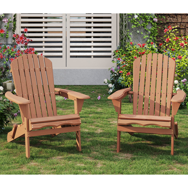 Gaimo Foldable Outdoor Adirondack Chair, Dark Brown