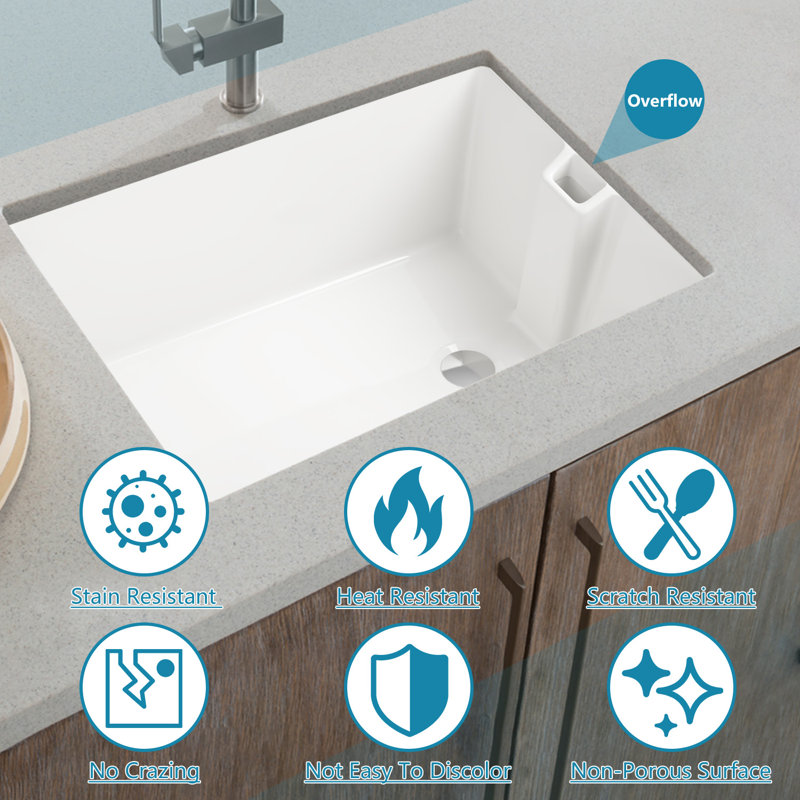23.63'' L Single Bowl Fireclay Kitchen Sink