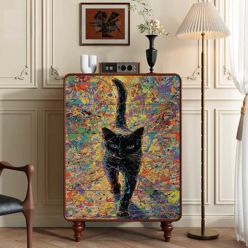 Commode 5 tiroirs Whimsical Cat Design