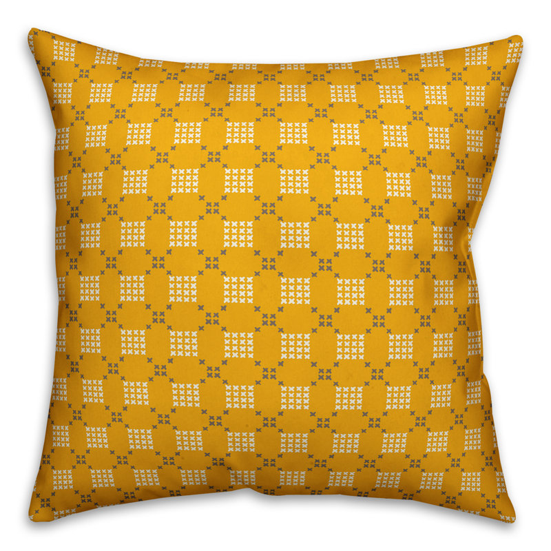 Coussin carré Cross-Stitch, 16 po x 1 po, Intérieur, Jaune