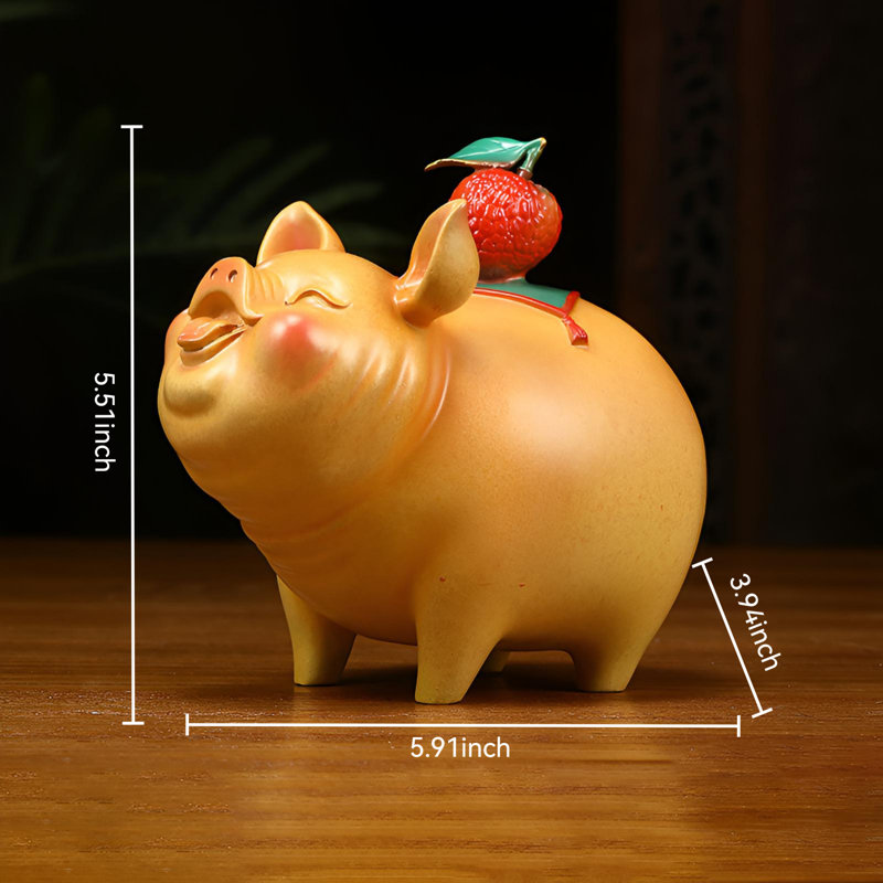 Figurine de cochon en laiton Fortune - œuvre d'art exquise faite à la main