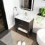 Meuble-lavabo de 30 po avec lavabo et 2 tiroirs à fermeture douce, poignée dorée pour un rangement élégant