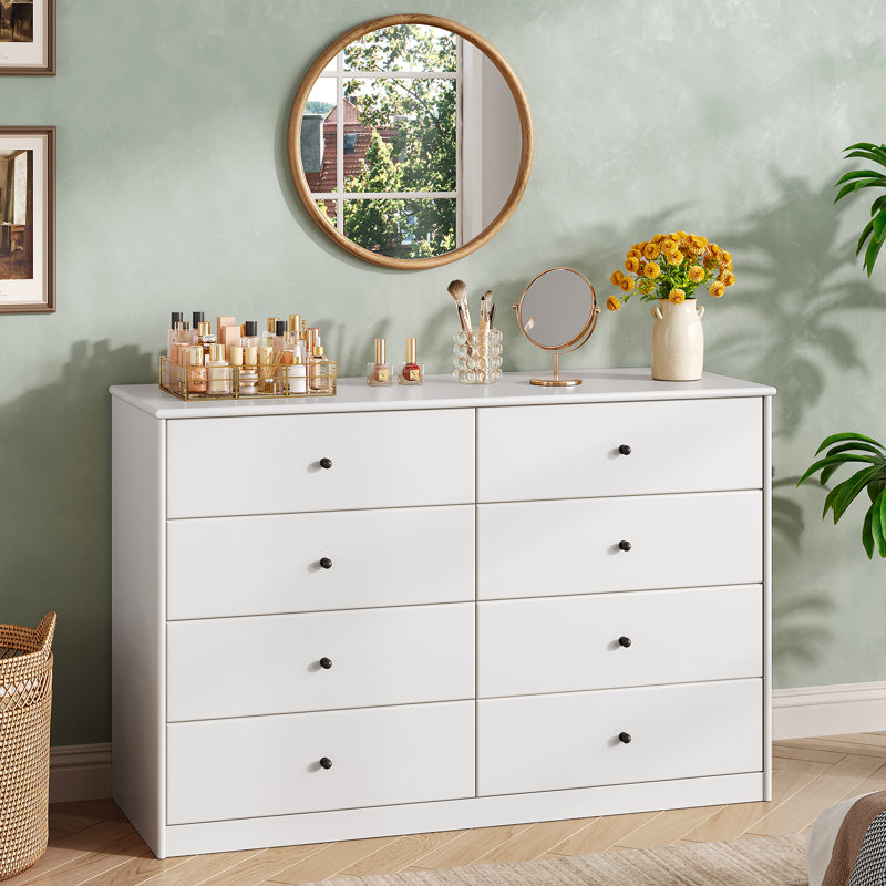 Commode de rangement blanche 8 tiroirs Pilou, Blanc