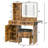 Vanity Desk Set With Led Lighted Mirror & Power Outlet, Makeup Table Top with 3 Open Bookcases, 3 Cubbies, 2 Drawers, Dresser Table for Bedroom, Checkroom-1245589969