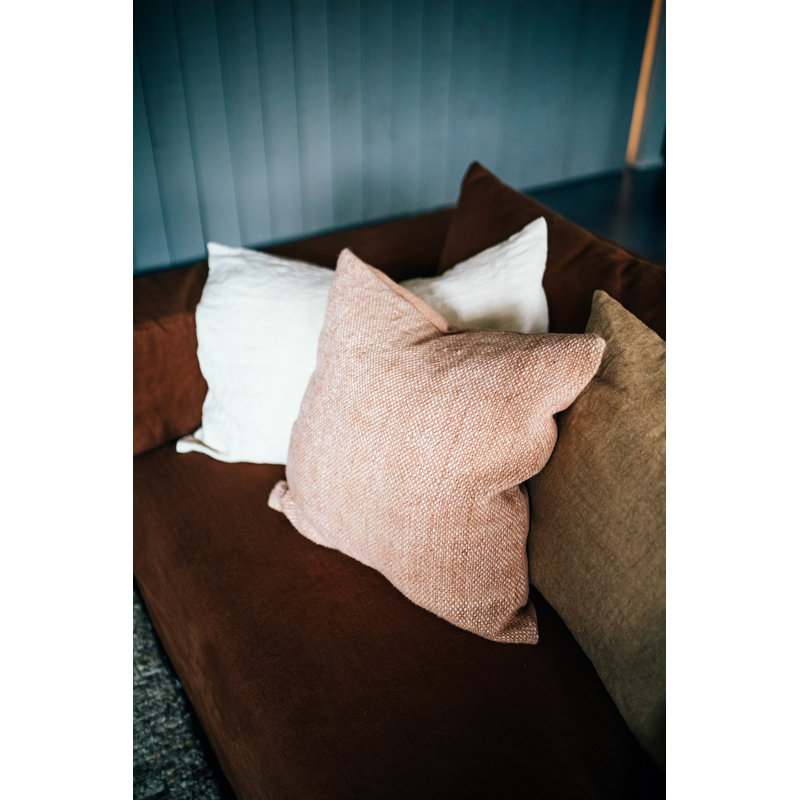 Alpha Basics Cinnamon Linen Cushion, White