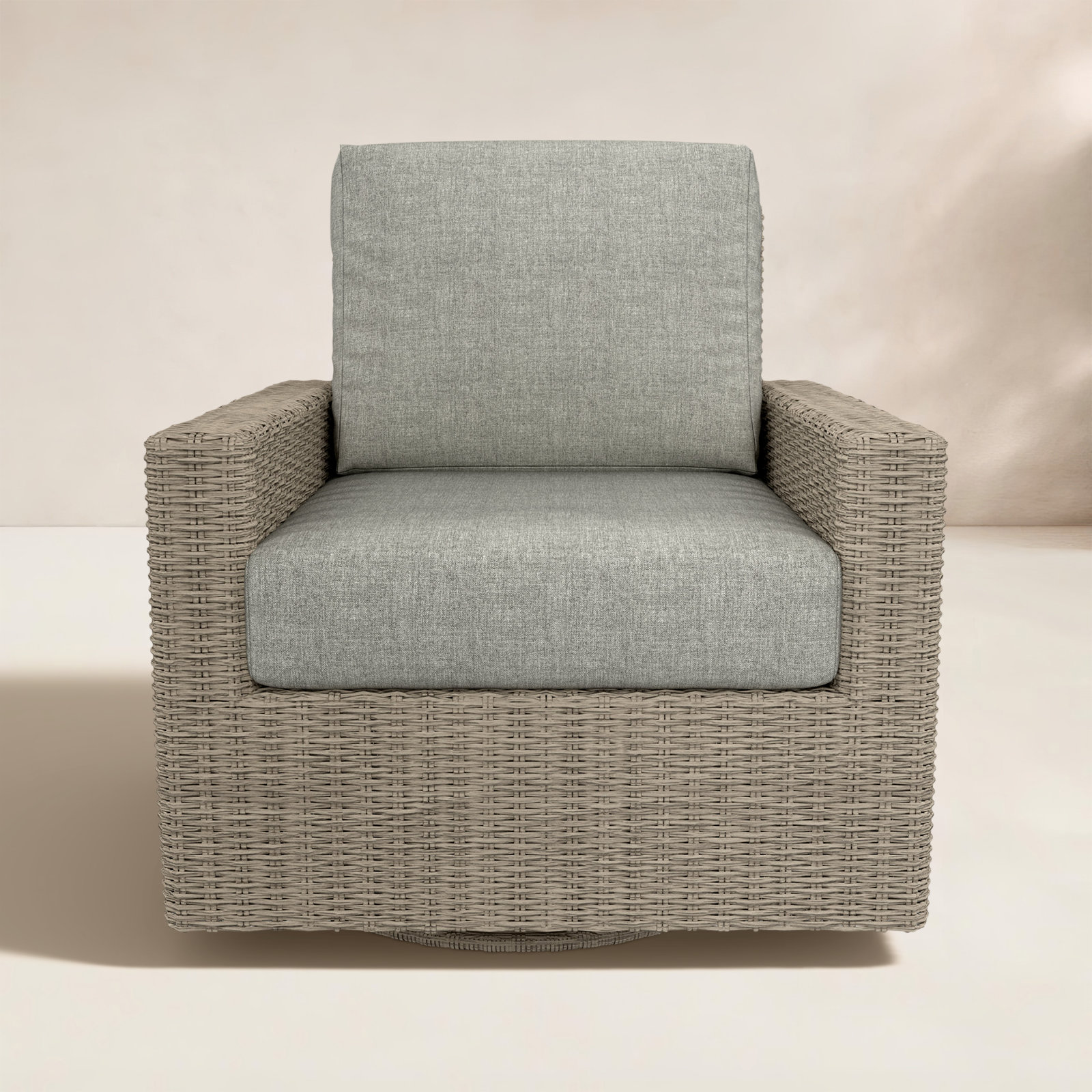Outdoor Swivel Chair With Sunbrella Cushions, Canvas Granite, Solid Color