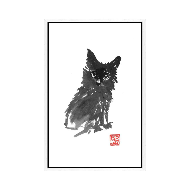 Fluffy Young Cat by Péchane - Print on Canvas, White Framed, 66.04 cm H x 45.72 cm W