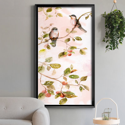 «Blush Birds I», peinture sur toile encadrée