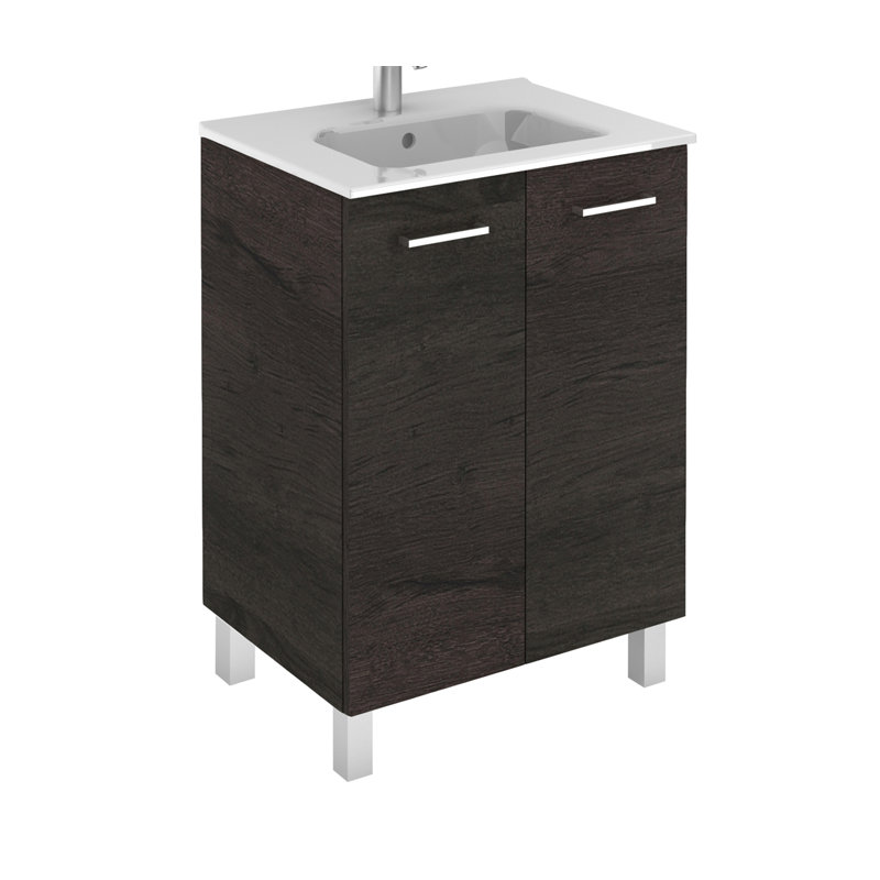 Logic 23.6'' Single Bathroom Vanity with Ceramic Top, Wenge