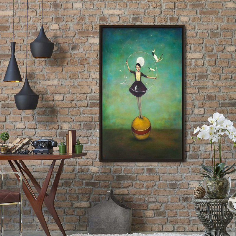 Luna's Circle par Duy Huynh - Peinture, Cadre flottant espresso, H 51,5 po x l 31,5 po x P 2 po