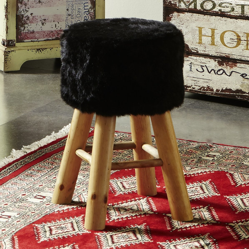 Cockrell Hill Solid Wood Accent Stool, Black
