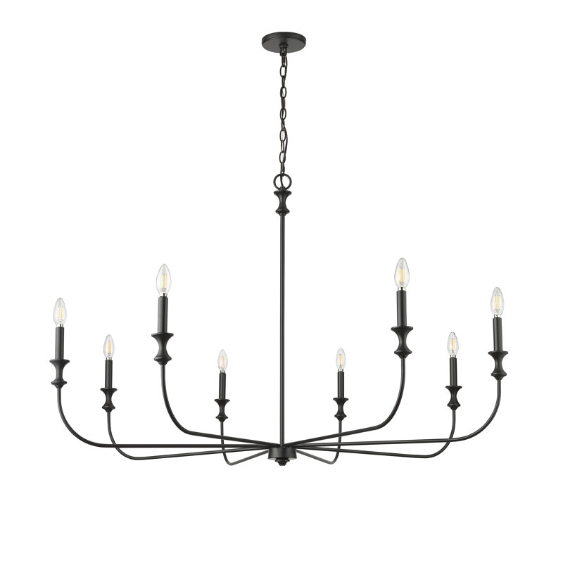 Savanne 8 - Light 47.5" Wide Dimmable Classic / Traditional Chandelier, Matte Black