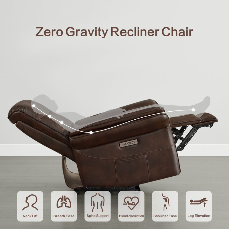 Dual Motor Zero Gravity Vegan Leather With USB & Type C, Espresso