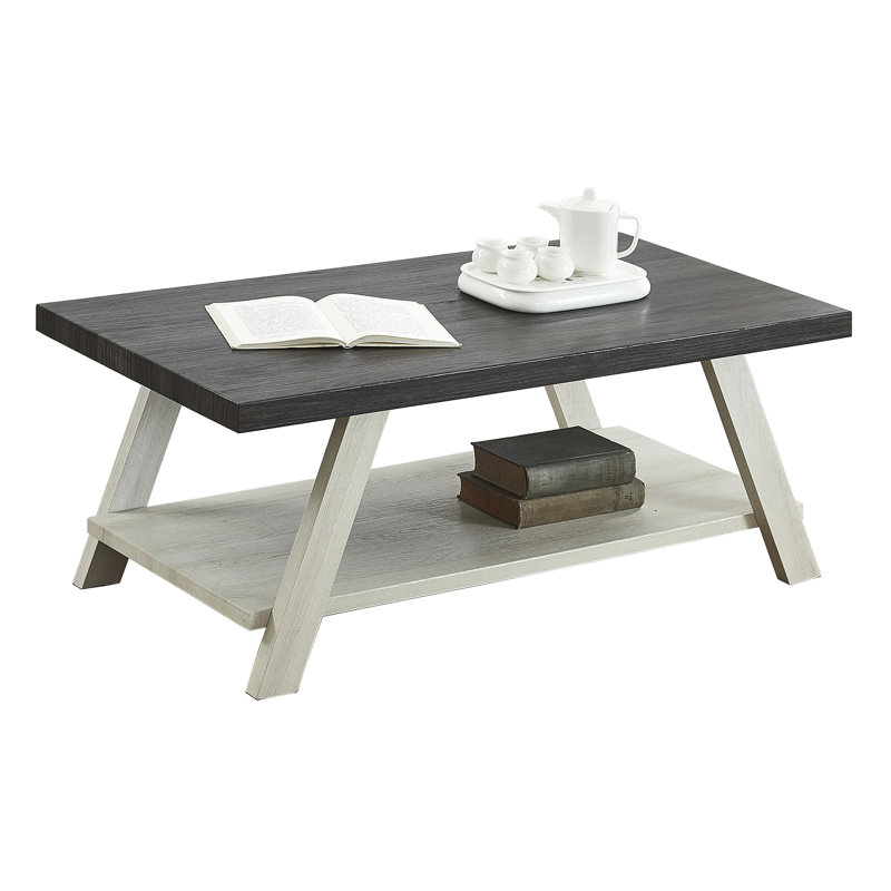 Bureau moderne en bois bicolore rectangulaire gris anthracite et beige avec tablette, Gris foncé / Blanc