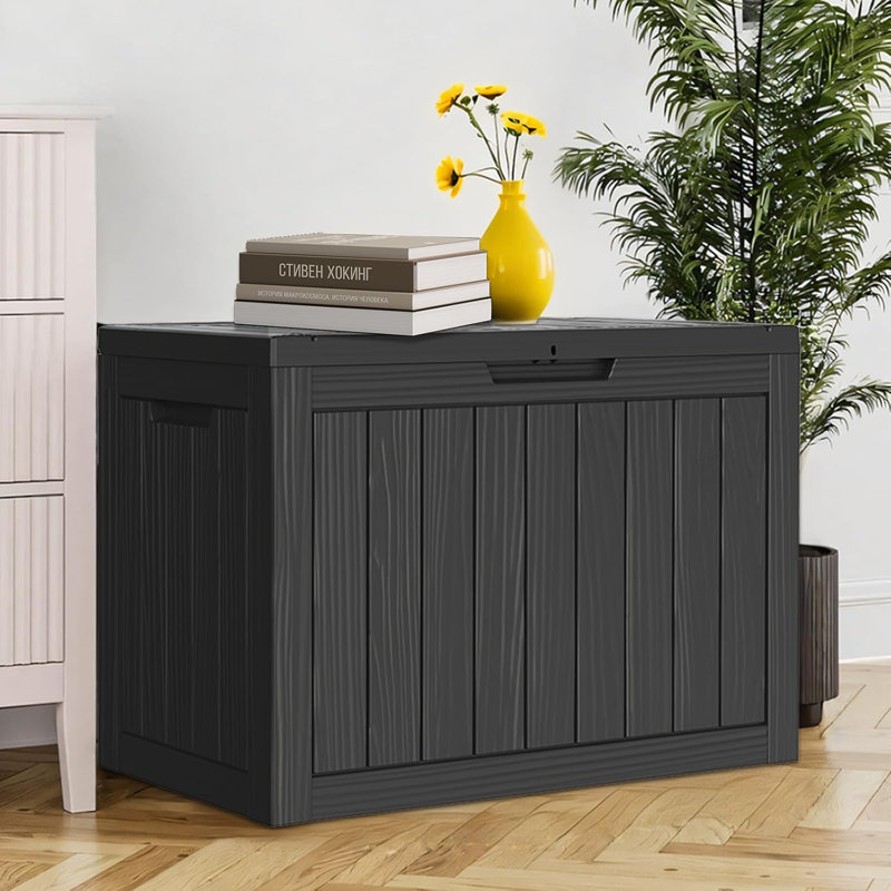 Outdoor Storage Deck Box, 45 Gallon Outside Storage Box Waterproof Deck Box, Lockable Patio Storage Box UV-Resistant For Garden Furniture
