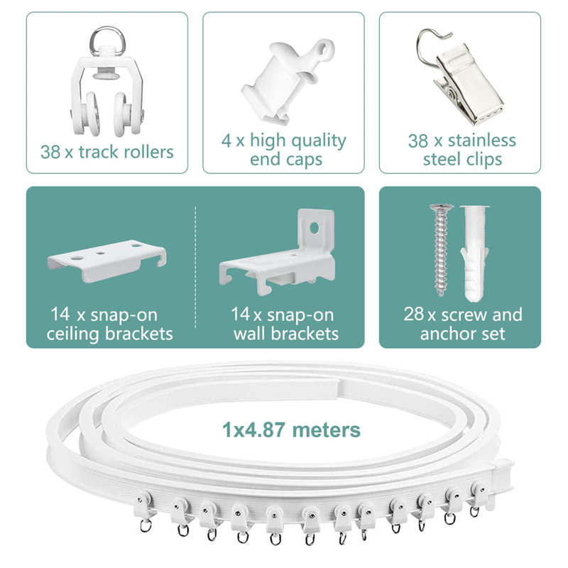 Giza Natural 2cm Curtain Track/Rail, 487cm H x 2cm W x 2cm D