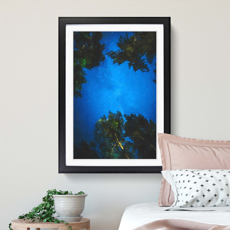Forest Stars in Germany in Abstract - Picture Frame Graphic Art Print, 36cm H x 27cm W x 2cm D, Black Framed