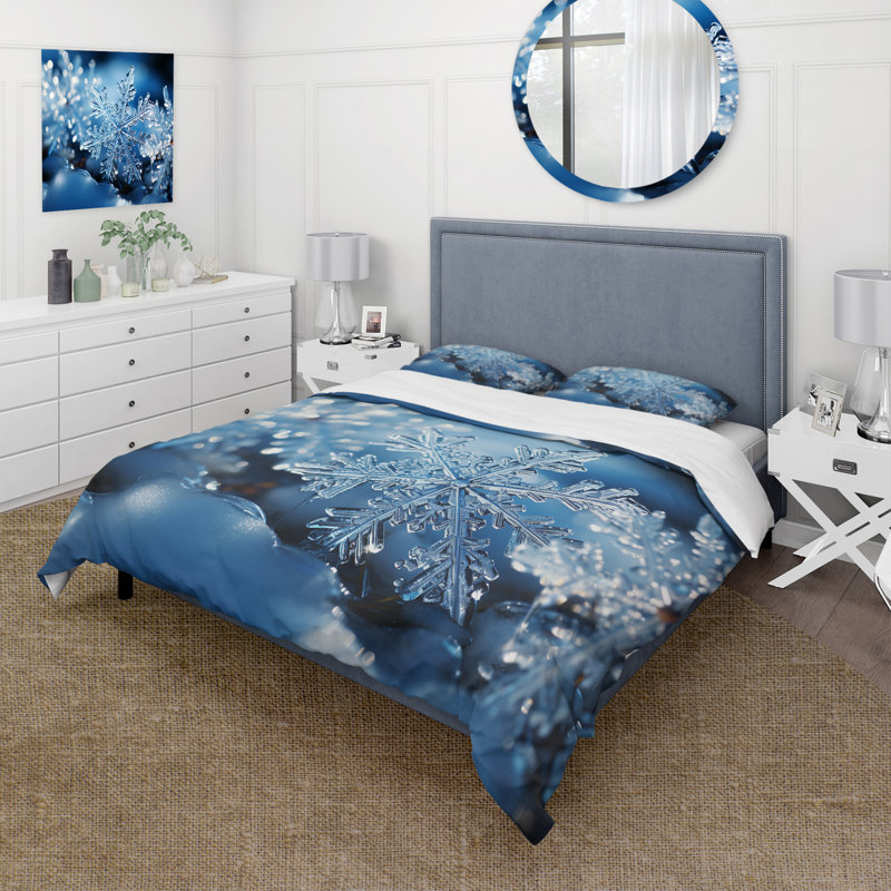 Ensemble de housse de couette en microfibre / polyester Glimmering Snowflakes II