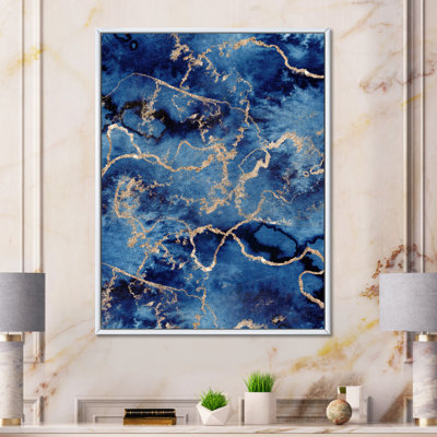 «Blue Gold Infusé liquide I», peinture sur toile