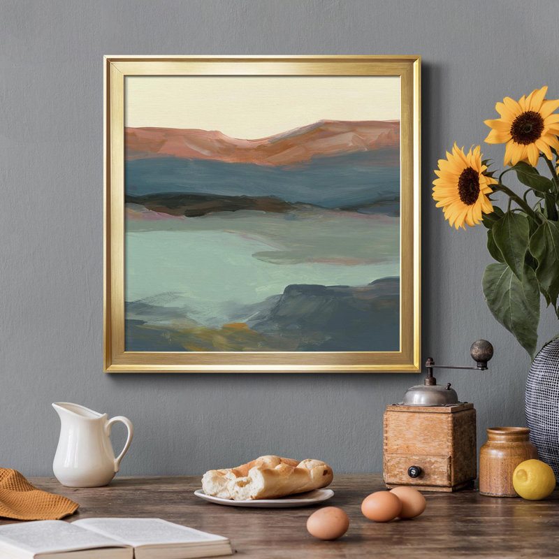 "Rolling Bluff", art textuel sur toile, H 34,5 po x l 34,5 po x P 1,5 po, Toile dorée