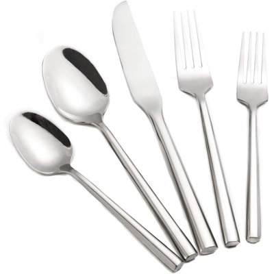 Ensemble de couverts en acier inoxydable de qualité supérieure avec poignée hexagonale, ensemble de couverts 60 pièces pour 12 personnes, design durable et élégant pour les occasions quotidiennes et spéciales