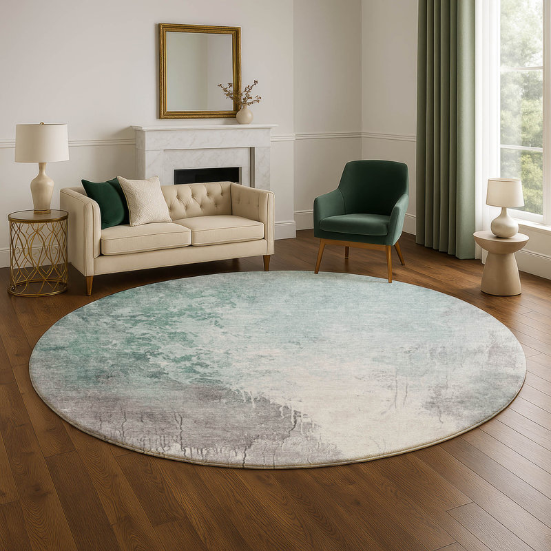 Premium Machine Washable Stallings AMF1842 Abstract Rug, Round 8'
