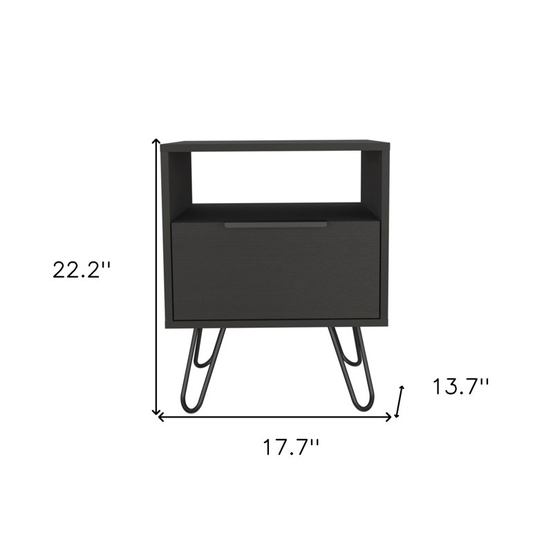 Normant 22" Black Wood Nightstand