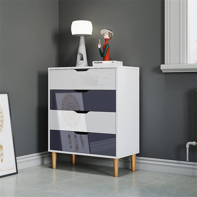 Harmanveer 70cm W 4 - Drawer Chest of Drawers, White/Grey