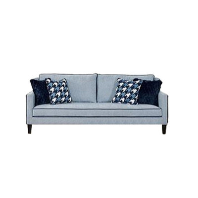 Canapé Colin, 4 coussins pied-de-poule, polyester bleu, 85 pouces