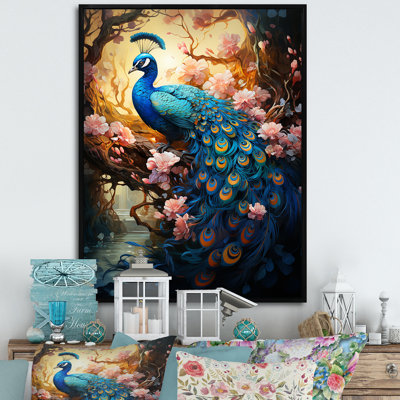 Fantaisie paon en fleurs enchantées sur toile