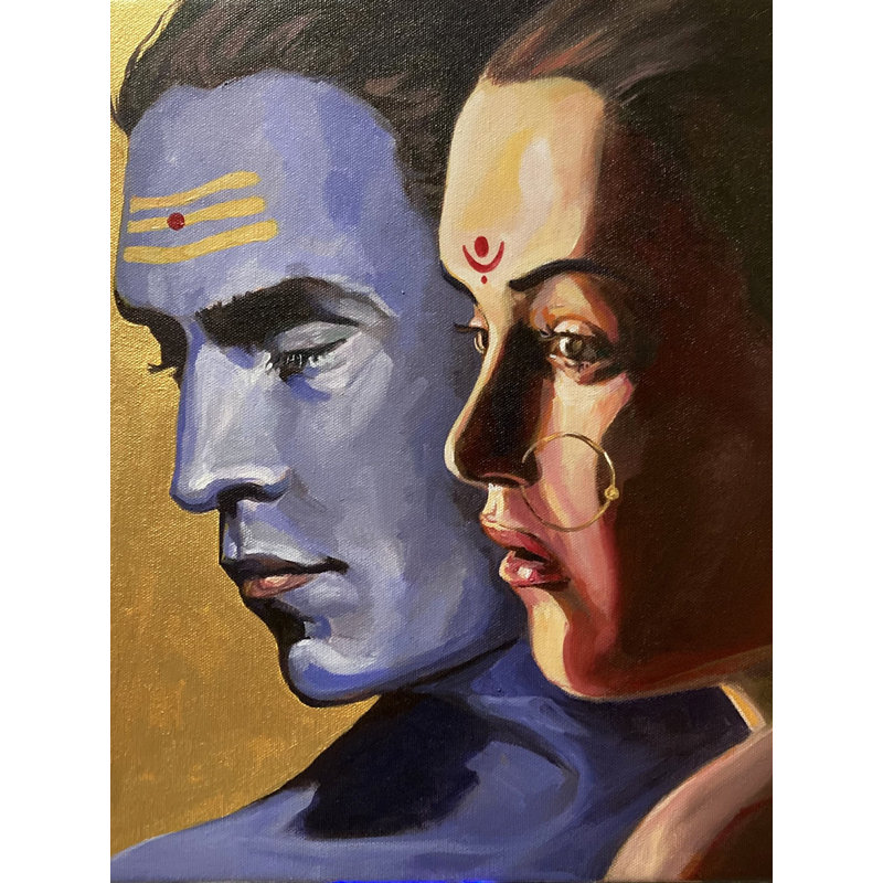 Lord Shiva avec la déesse Parvati | Acrylique sur toile | Par Rajkumar Sarkar