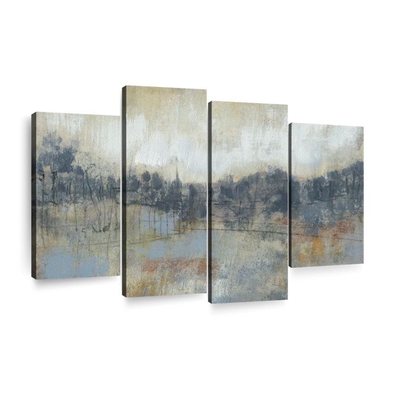 " Cool Gray Horizon I " 4 - Pieces, 48" H x 75" W x 1.25" D