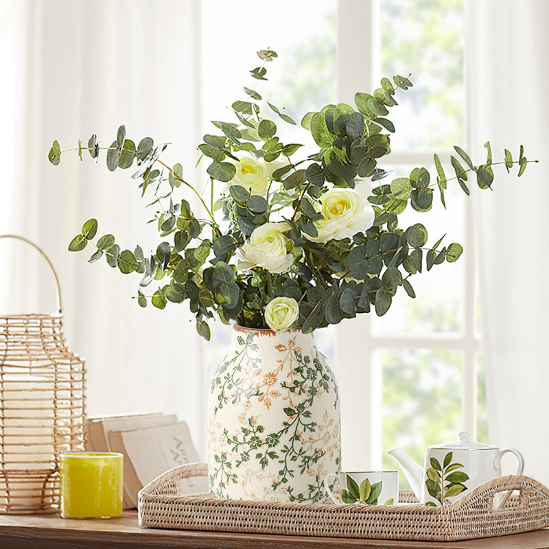 Vase floral en céramique, vase rétro pour décoration intérieure