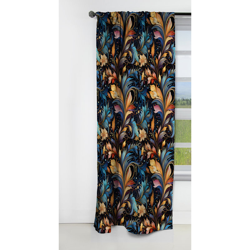 Motif cachemire céleste céleste - motif floral - rideau occultant à motif floral - 1 panneau, L 52 po x L 90 po