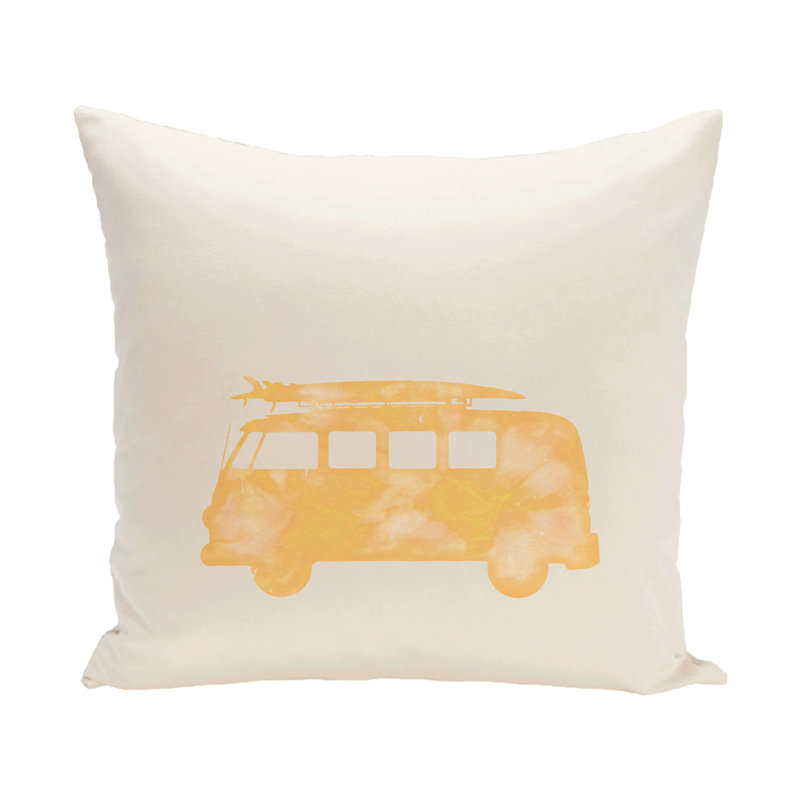Surf, Sand, & Sea Beach Drive Square Pillow Cover & Insert, Yellow, 18" H x 18" W