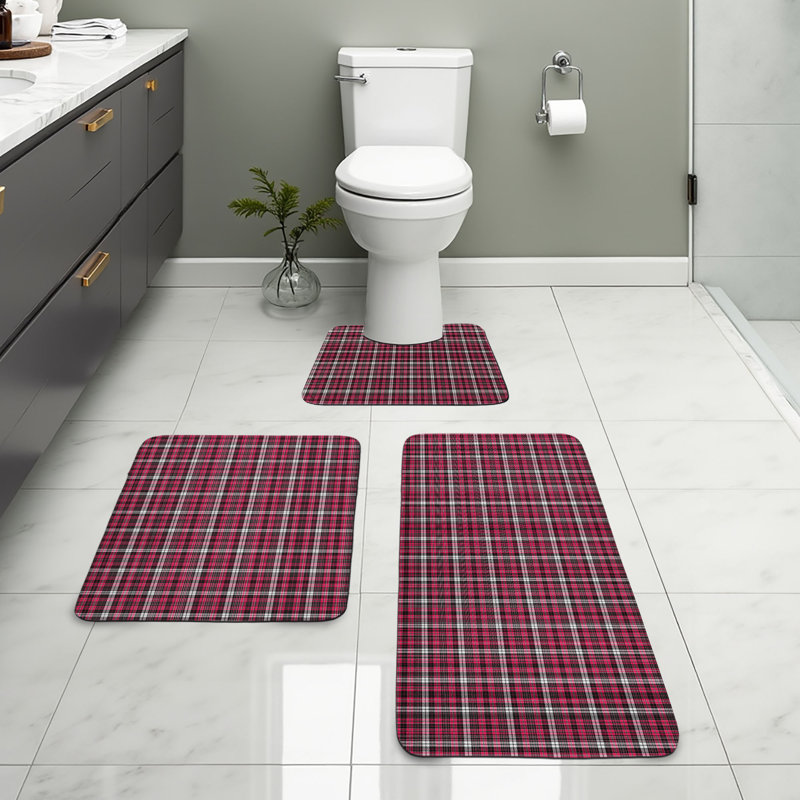  Ensemble de tapis pour salle de bain à carreaux 3 pièces