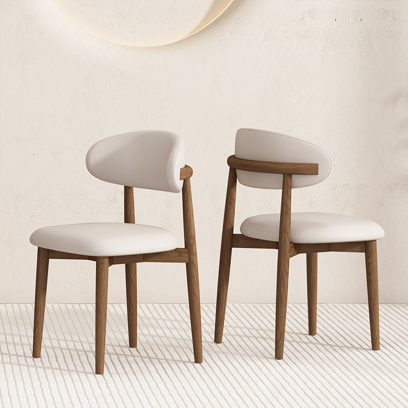 Chaise d'appoint à dossier en frêne blanc (ensemble de 2)