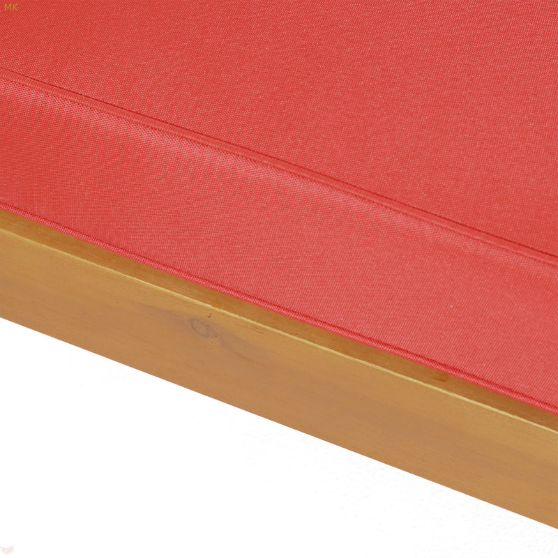 Banc de coin en X à dossier droit, Brun/rouge