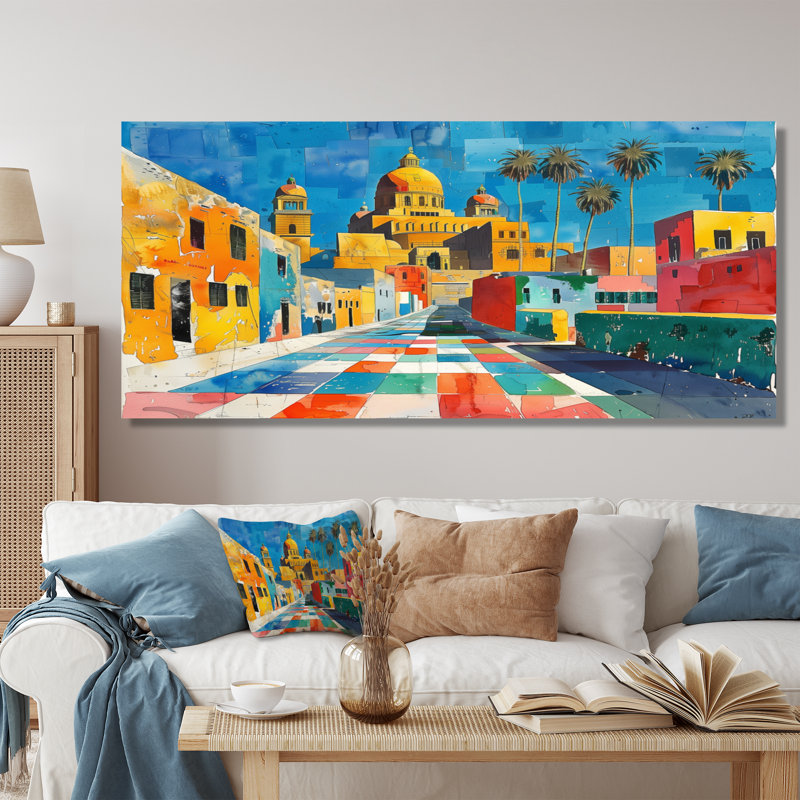 Le Caire, Égypte, paysage urbain en été II - Bâtiments de la ville, art mural, salon, Toile tendue, H 30 po x l 40 po