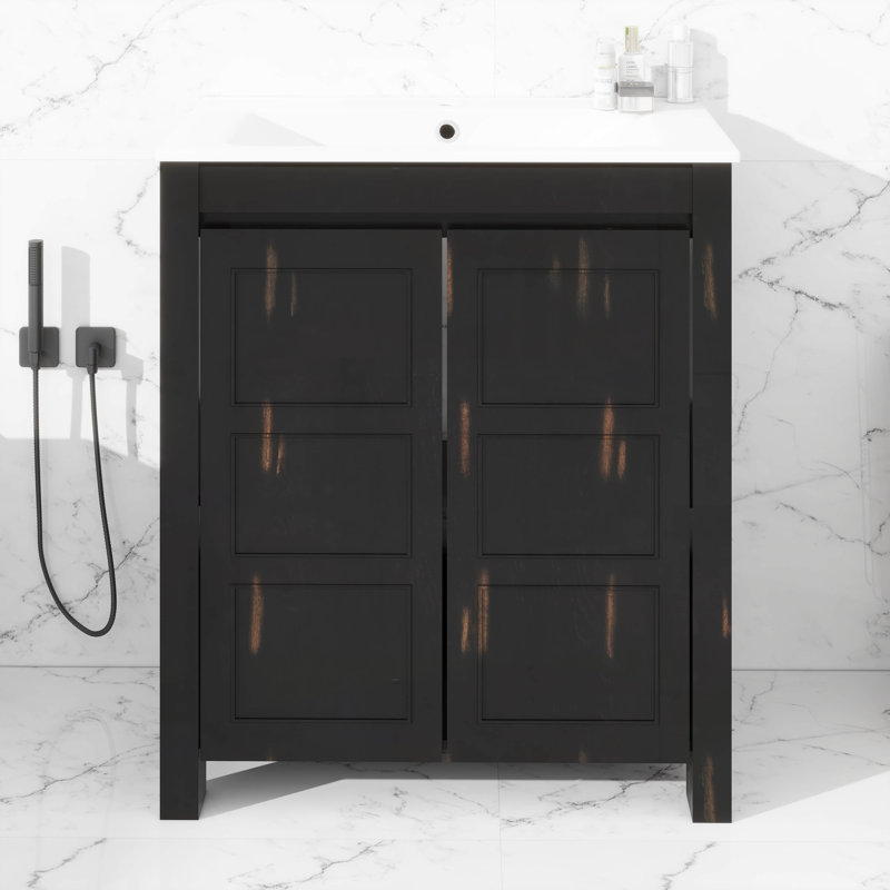 Meuble-lavabo 30 po avec lavabo en céramique, Espresso