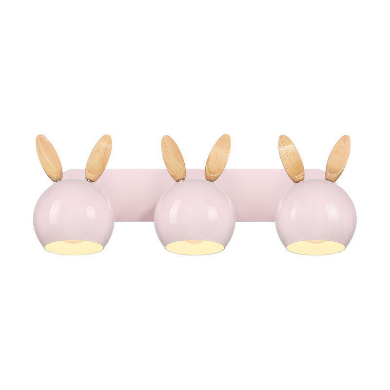 Applique murale Topsy à 3 lumières, Oreilles de lapin, Petal Pink