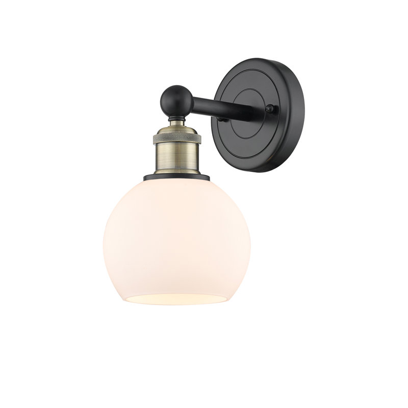 Cheboygan Armed Sconce, Matte White, Black Antique Brass